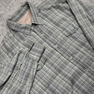 Ascend Shirt Mens XL Green‎ Tan Plaid Long Sleeve Button Up Zip Pocket Outdoor
